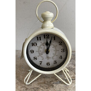 Westclox Nautical White Metal Table Clock Battery Operated 9" X 5" Coastal Decor